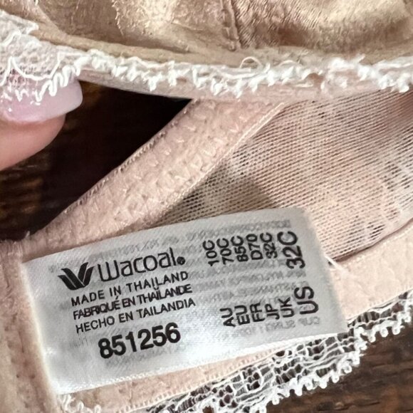 Wacoal Blush Pink Lace Affair Bra Nude 851256 Underwire Sheer Coquette 32C - Picture 4 of 6